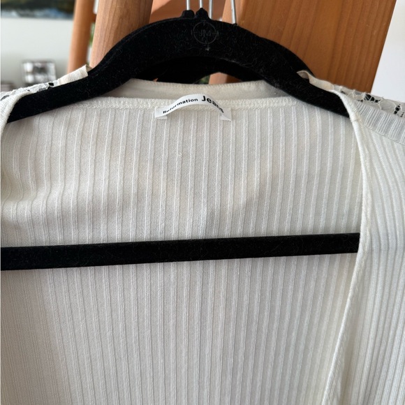White Ribbed Tie-Front Top - Picture 2 of 4
